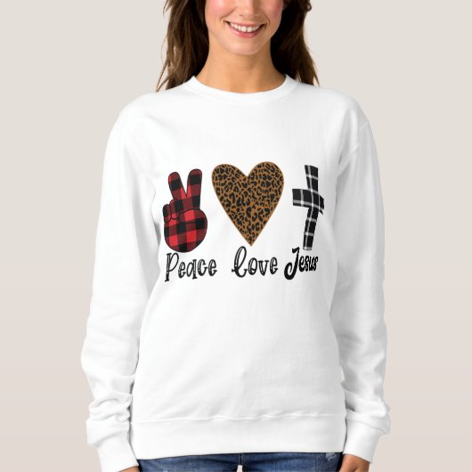 Sweatshirt Peace Love Jesus Don pour les femmes chrétiennes L (Devant)