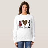 Sweatshirt Peace Love Jesus Don pour les femmes chrétiennes L (Devant entier)