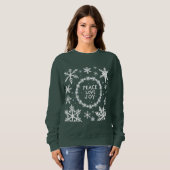 Sweatshirt Peace Love Joy Festive de Noël (Devant entier)