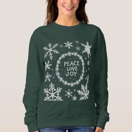Sweatshirt Peace Love Joy Festive de Noël (Devant)