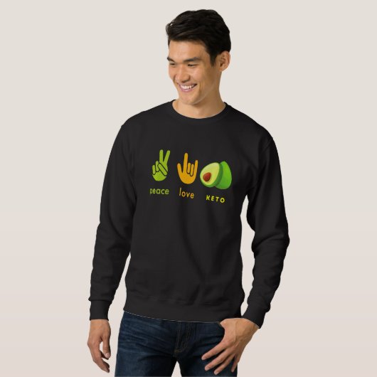 Sweatshirt Peace Love Keto Funny Hand Sign And Avocado Design (Devant entier)
