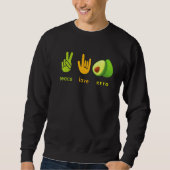Sweatshirt Peace Love Keto Funny Hand Sign And Avocado Design (Devant)