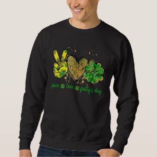 Sweatshirt Peace Love Lucky Jour de la Saint Patrick Shamrock