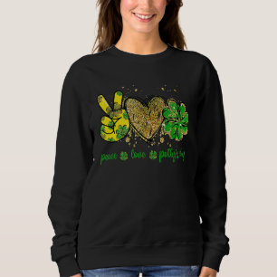 Sweatshirt Peace Love Lucky Jour de la Saint Patrick Shamrock