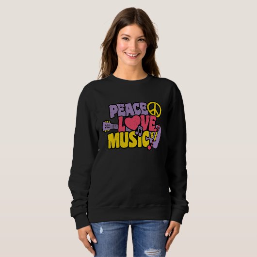 Sweatshirt Peace Love Music (Devant entier)
