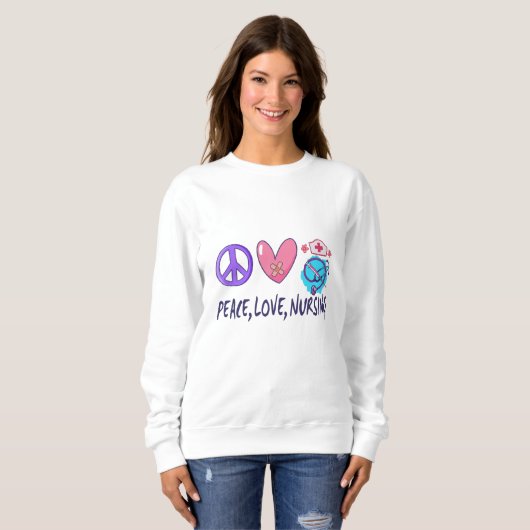 Sweatshirt Peace Love Nuring (Devant entier)