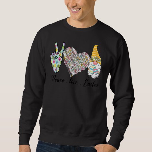 Sweatshirt Peace Love Pâques Bunny Leopard Graphisme Pâques (Devant)