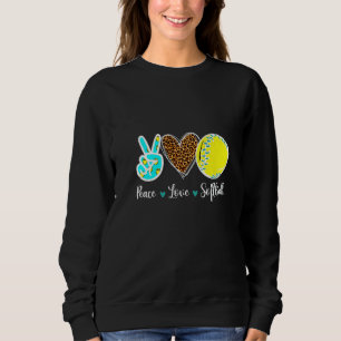 Sweatshirt Peace Love Softball Pour Les Filles Ados Cute Leop
