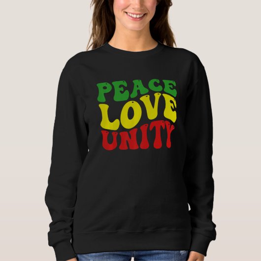 Sweatshirt Peace Love Unity Reggae Roots Jamaica Rasta Reggae (Devant)