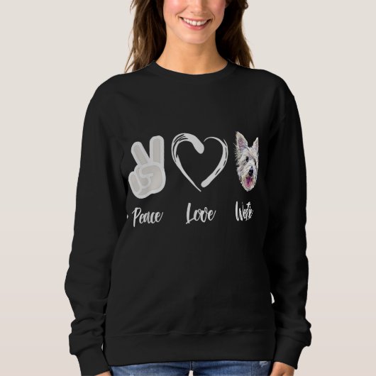 Sweatshirt Peace Love Westie West Highland White Terrier Cade (Devant)