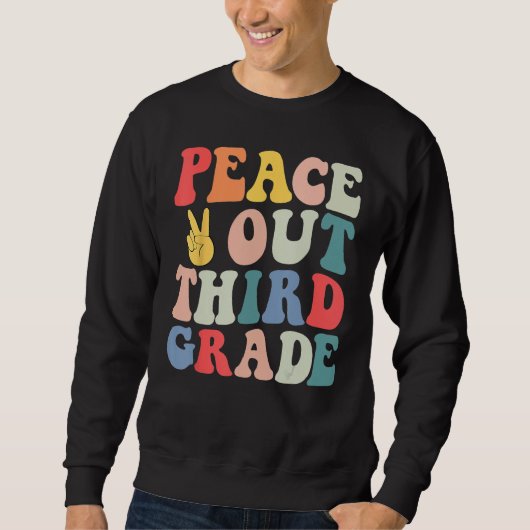 Sweatshirt Peace Out 3rd Grade Retro Pastel Happy Last Day Ou (Devant)
