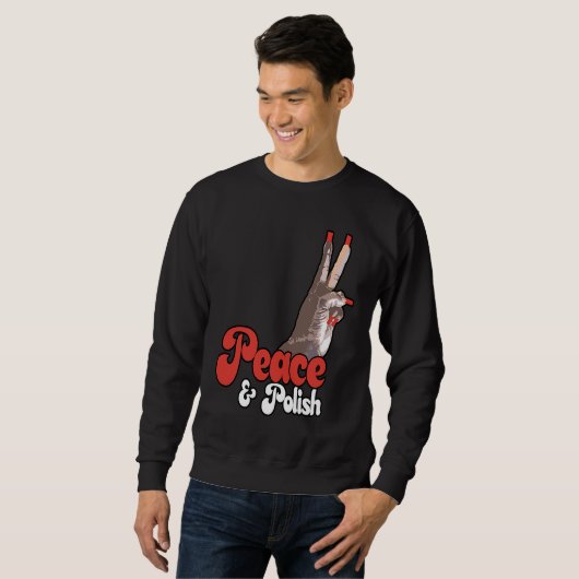 Sweatshirt Peace & Polish Red and White (Devant entier)
