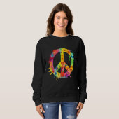 Sweatshirt Peace Sign World Love Flowers Hippie Groovy Vibes  (Devant entier)