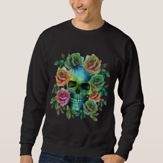 SWEATSHIRT PEAU VERT MORT AVEC FLEURS (Devant)