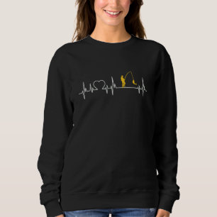 Sweatshirt Pêche à la mouche battement de coeur Poisson Ekg T