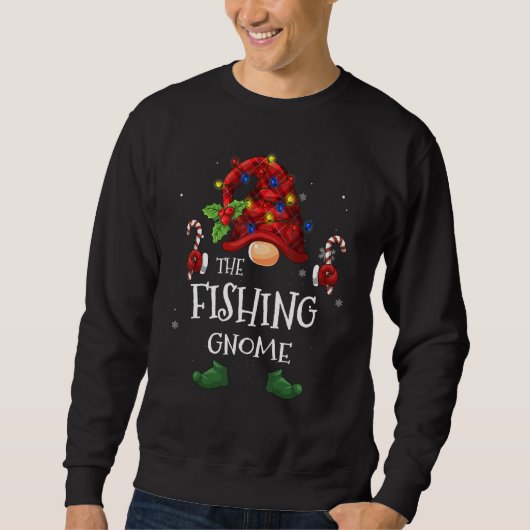 Sweatshirt Pêche Gnomo Buffalo Plaid Christmas Tree Light (Devant)