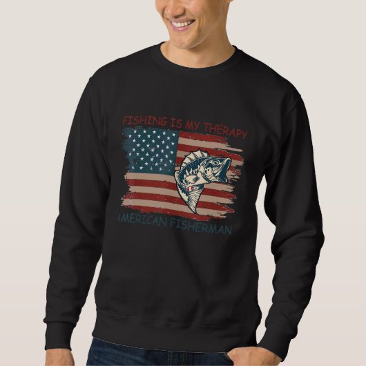 Sweatshirt Pêche US Drapeau Américain Basse Poisson Pêcheur 4 (Devant)