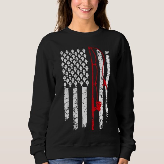 Sweatshirt Pêche vintage Américain Drapeau Basse pêche (Devant)