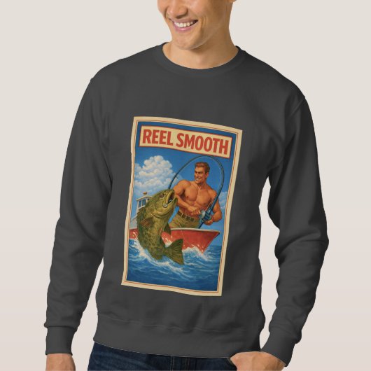 Sweatshirt Pêcheur de poissons lisses rétro nautique salé (Devant)
