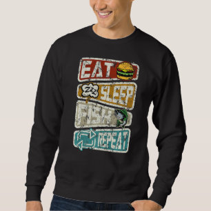 Sweatshirt Pêcheur Funny Pêche Mange Sommeil Poisson Répéter