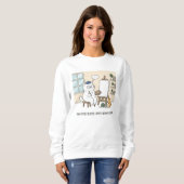 Sweatshirt Peintre Chat Blanc Drôle Inspiré Studio Artwork (Devant entier)