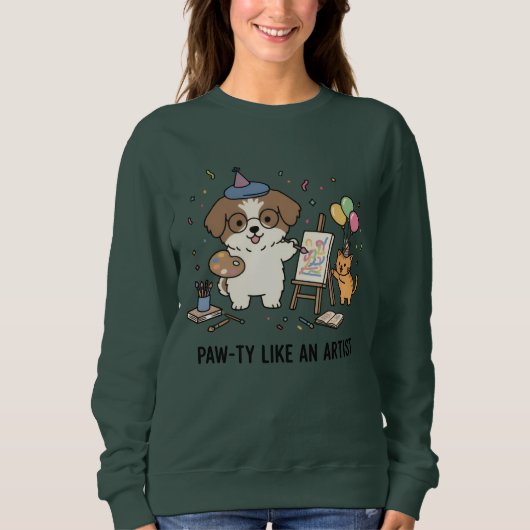 Sweatshirt Peintre Chien Bichon Beagle Joueur avec Art de Cha (Devant)
