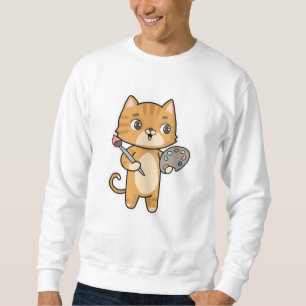 Sweatshirt Peinture de chat avec couleur et pinceau
