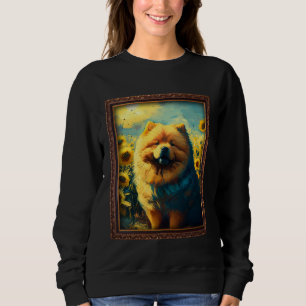 Sweatshirt Peinture de Chow Chow Tournesol Fleur Maman Femmes