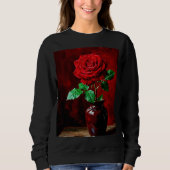 Sweatshirt Peinture de fleur de rose rouge (Devant)