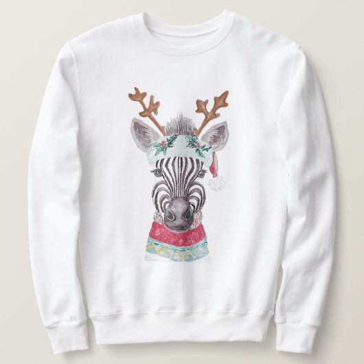 Sweatshirt Peinture d'eau d'animal de Noël moderne (Design devant)