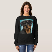 Sweatshirt Peinture D'Une Adorable Rottweiler Avec Un Curieux (Devant entier)