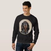 Sweatshirt Peinture en noir et blanc - Art original Chien (Devant entier)