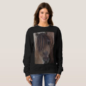 Sweatshirt Peinture moderne d'un cheval Brown (Devant entier)