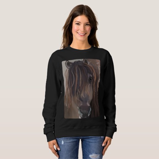 Sweatshirt Peinture moderne d'un cheval Brown (Devant entier)