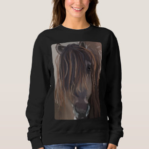 Sweatshirt Peinture moderne d'un cheval Brown