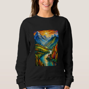 Sweatshirt Peinture nature mignonne Illustration de nouveauté