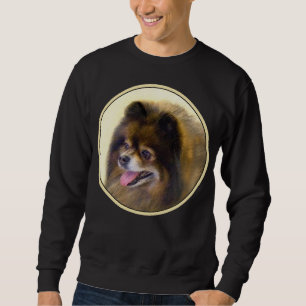 Sweatshirt Peinture Poméranienne Noir et Tan Art Chien origin