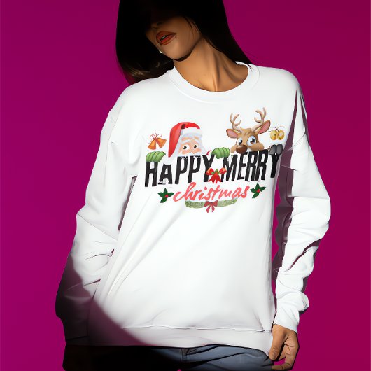 Sweatshirt Pékin Père Noël et Reindeer Christmas Fun
