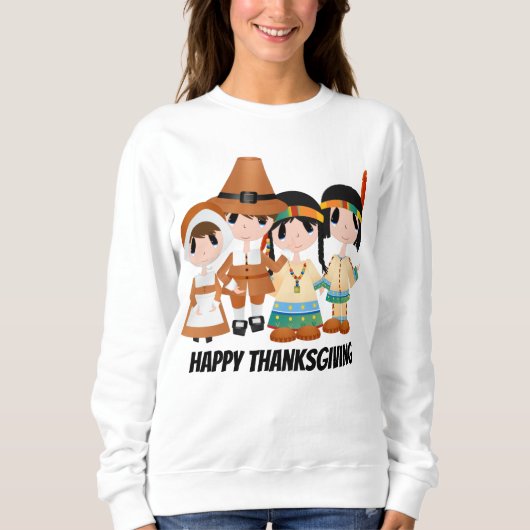 Sweatshirt Pèlerins et Indiens Fêtes de Thanksgiving (Devant)