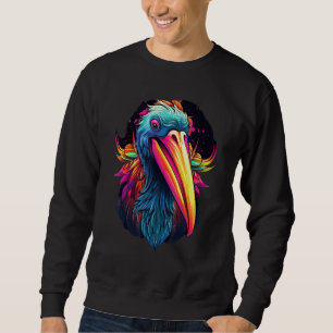 Sweatshirt Pélican oiseau géométrique coloré Pop Animal