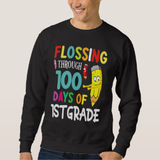 Sweatshirt Pencil Student Senior Flossing Through 100 Days Of