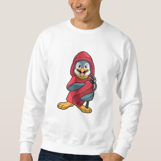 Sweatshirt Penguin comme pompier avec extincteur (Devant)
