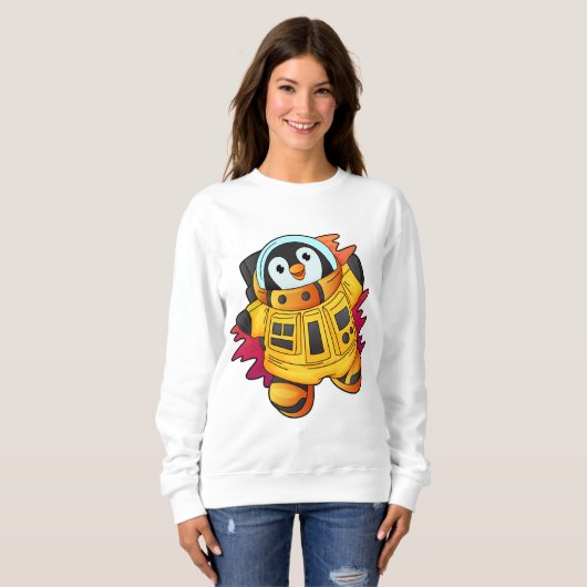 Sweatshirt Penguin en costume d'astronaute (Devant entier)
