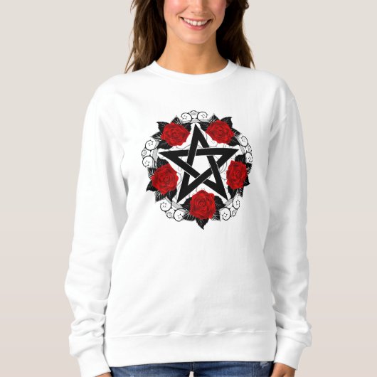 Sweatshirt Pentagramme aux roses rouges (Devant)