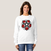 Sweatshirt Pentagramme aux roses rouges (Devant entier)