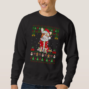 Sweatshirt Père Noël aux guirlandes de Noël laides Corgi Chie