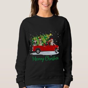 Sweatshirt Père Noël Beagle équitation Camion Rouge Joyeux No