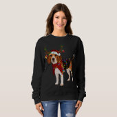 Sweatshirt Père Noël Beagle renne Noël clair (Devant entier)