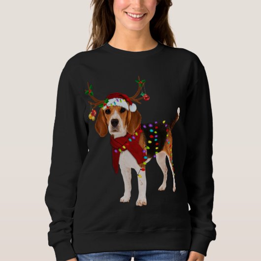 Sweatshirt Père Noël Beagle renne Noël clair (Devant)