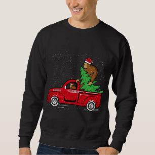 Sweatshirt Père Noël Bigfoot équitation Camion Rouge Sasquatc